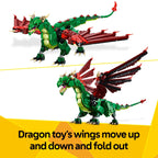 LEGO Creator 3 in 1 Medieval Dragon Toy - Building Toy with 3 Build Options, Dragon, Sea Serpent, or Phoenix - Fantasy Set for Kids, Boys and Girls, Ages 9+ - Gift Idea for Birthdays - 31161
