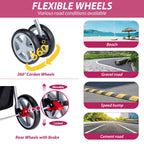 Unisakey 4 Wheels Pet Stroller for Small Medium Dogs Cats 10-33 lbs, Foldable Dog and Cat Stroller with Cup Holder & Storage Basket & Breathable Mesh, Pet Strolling Cart for All-Season, Pink