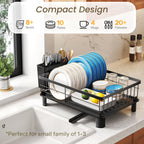 SNTD Dish Drying Rack for Small Kitchen Counter, 11" W x 15" L, Black
