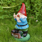 Panven Gnomes Garden Decor, 13.5" Tall Solar Large Inappropriate Funny Gifts Gnome Outdoor Statues for Yard, Patio, Lawn, Outside Naughty Gnome Garden Decorations Gift for Men Women