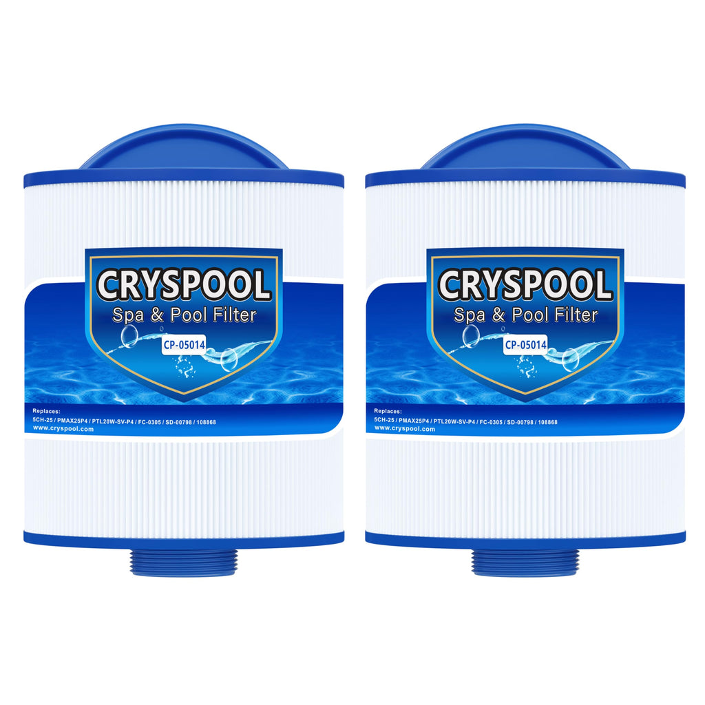 Cryspool® 05014 Filter Compatible with 5CH-25, PMAX25P4, PTL20W-SV-P4, 108868, SD-00798, 25 Sq. Ft Spa Filter Cartridge, 2 Pack