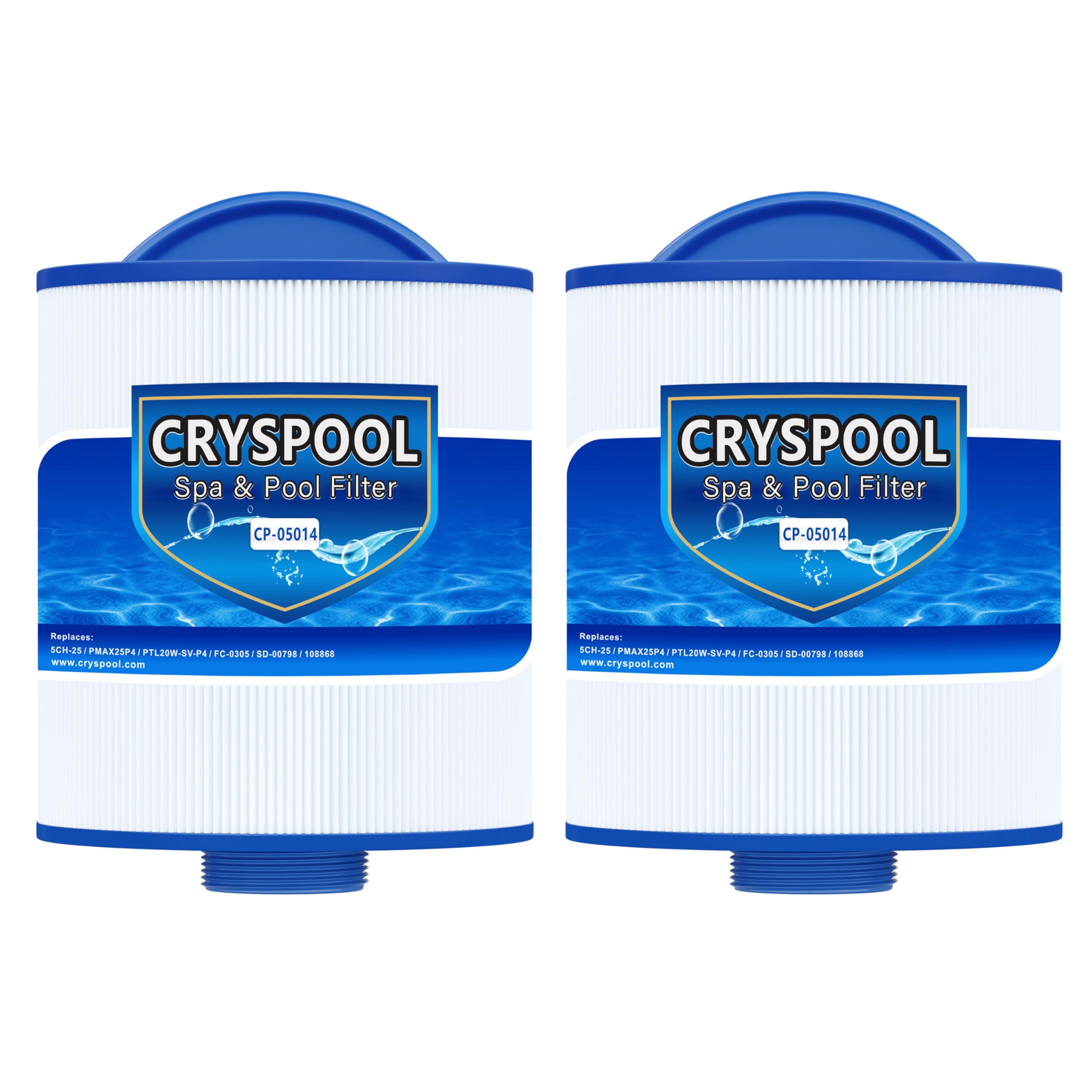 Cryspool® 05014 Filter Compatible with 5CH-25, PMAX25P4, PTL20W-SV-P4, 108868, SD-00798, 25 Sq. Ft Spa Filter Cartridge, 2 Pack