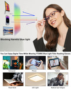 YTDBNS Reading Glasses for Women, Stylish Blue Light Blocking Readers, Ladies Eyeglasses, Fashion Computer Eye Glasses