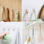 Lahedomege 28 Pack Sticky Hooks for Hanging Heavy Duty, Wall Hooks Adhesive, Clear self Adhesive Hooks for Wall, Kitchen, Bathroom, Shower & Ceiling