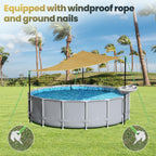 Calanofin Above Ground Pool Shade Set with Storage Tray – UV-Resistant Shade Sail for 15-22 Ft Pools, Outdoor Triangular Canopy with Sun Shade Poles for Deck, Backyard & Pool Essentials (13x13x13 Ft)