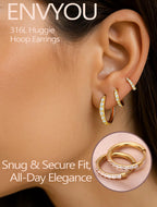 ENVYOU 316L Surgical Steel Huggie Hoop Earrings (Gold,18G 8/10/12mm)