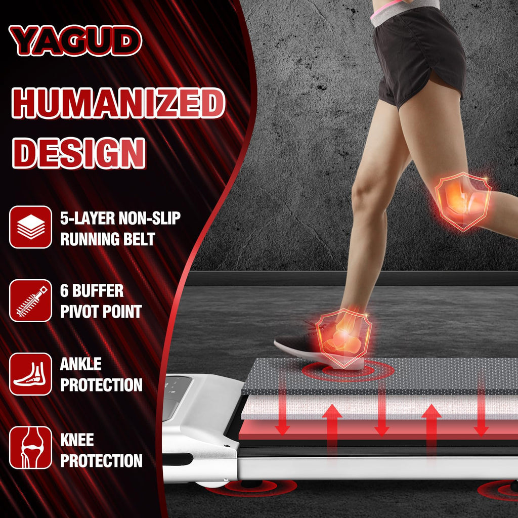Yagud Under Desk Treadmill, Walking Pad for Home and Office, 2.5 HP Portable Walking Jogging Running Machine with Remote Control and LED Display, Silver