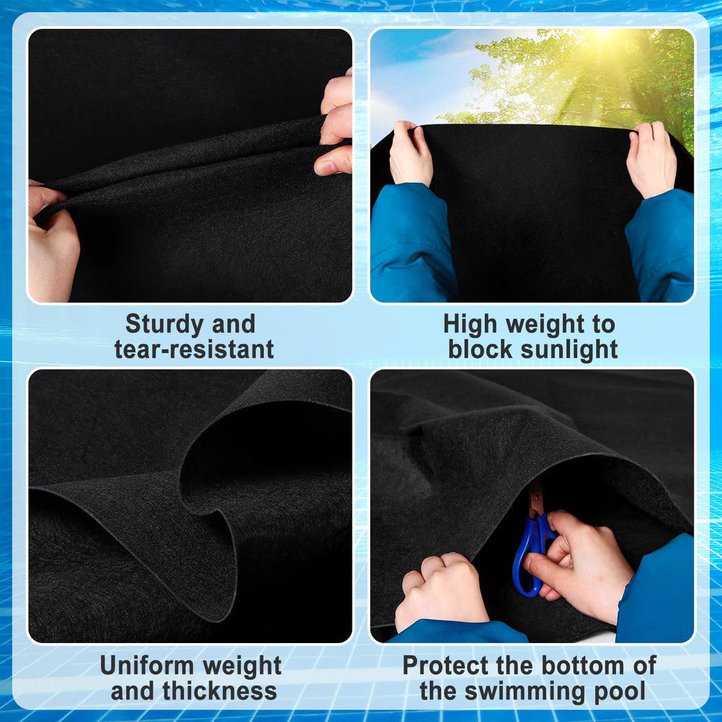 15x8Ft Rectangular Pool Liner Pad for Above Ground Swimming Pools,250g/㎡ Heavy Duty Pool Ground Mat Under Pool Pad, Durable Pools Bottom Liner Protector to Prevent Puncture and Extend Liner Life
