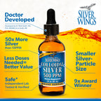 Natural Path Silver Wings Colloidal Silver - Extra Strength Liquid Immune Support Supplement - - 500ppm (2500mcg) - 2oz Dropper