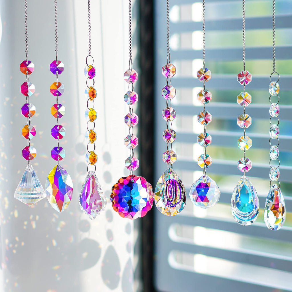 9 PCS Crystal Rainbow Suncatchers, Hanging Crystals Sun Catchers Pendants