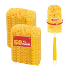 Heavy Duty Duster Refills for swiffer Duster, Disposable Dusters Kit for Cleaning Dusting Furniture Blind Ceiling Fan, Electrostatic Lock-Dust Technology 360 Feather Duster，60 Duster and 1 Handle