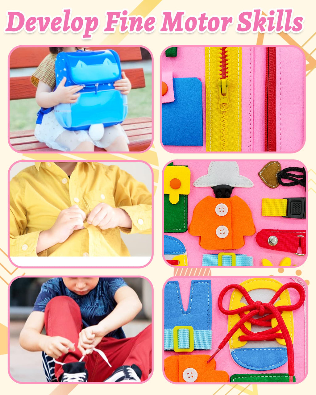 Board Toys for Toddler Girls & Boys Birthday Gifts, Sensory Toys for Toddlers, Educational Travel Toy, Preschool Activities for Learning Fine Motor Skills
