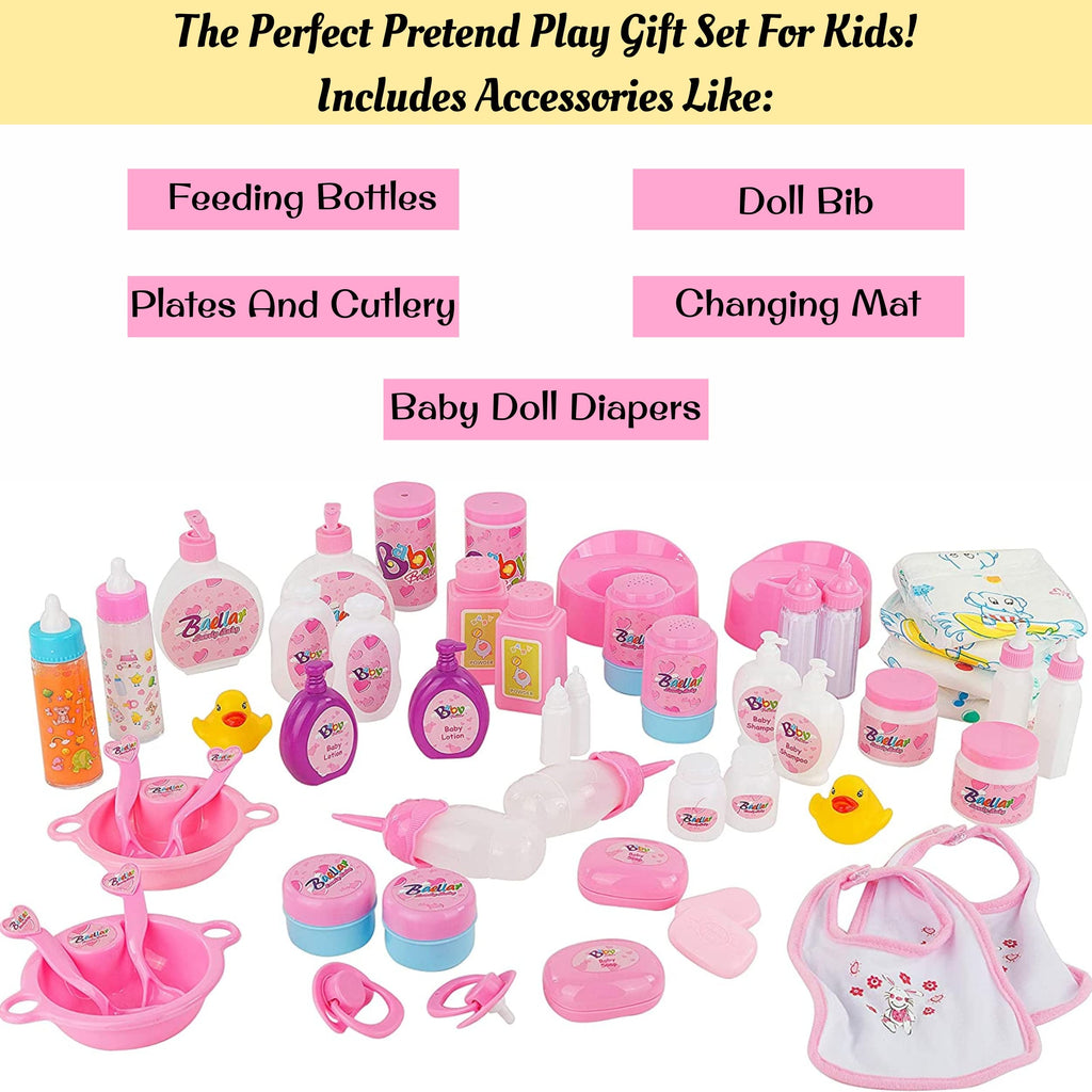 fash n kolor My Sweet Baby Disappearing Doll Feeding Set | Baby Care 6 Piece Doll Feeding Set (40 pc Set)