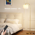 Ambimall Arc Floor Lamp with Remote and Stepless Dimmable Bulb, Colors Temperature & Brightness Adjustable, Floor Lamps for Living Room（White Shade & Gold Pole）