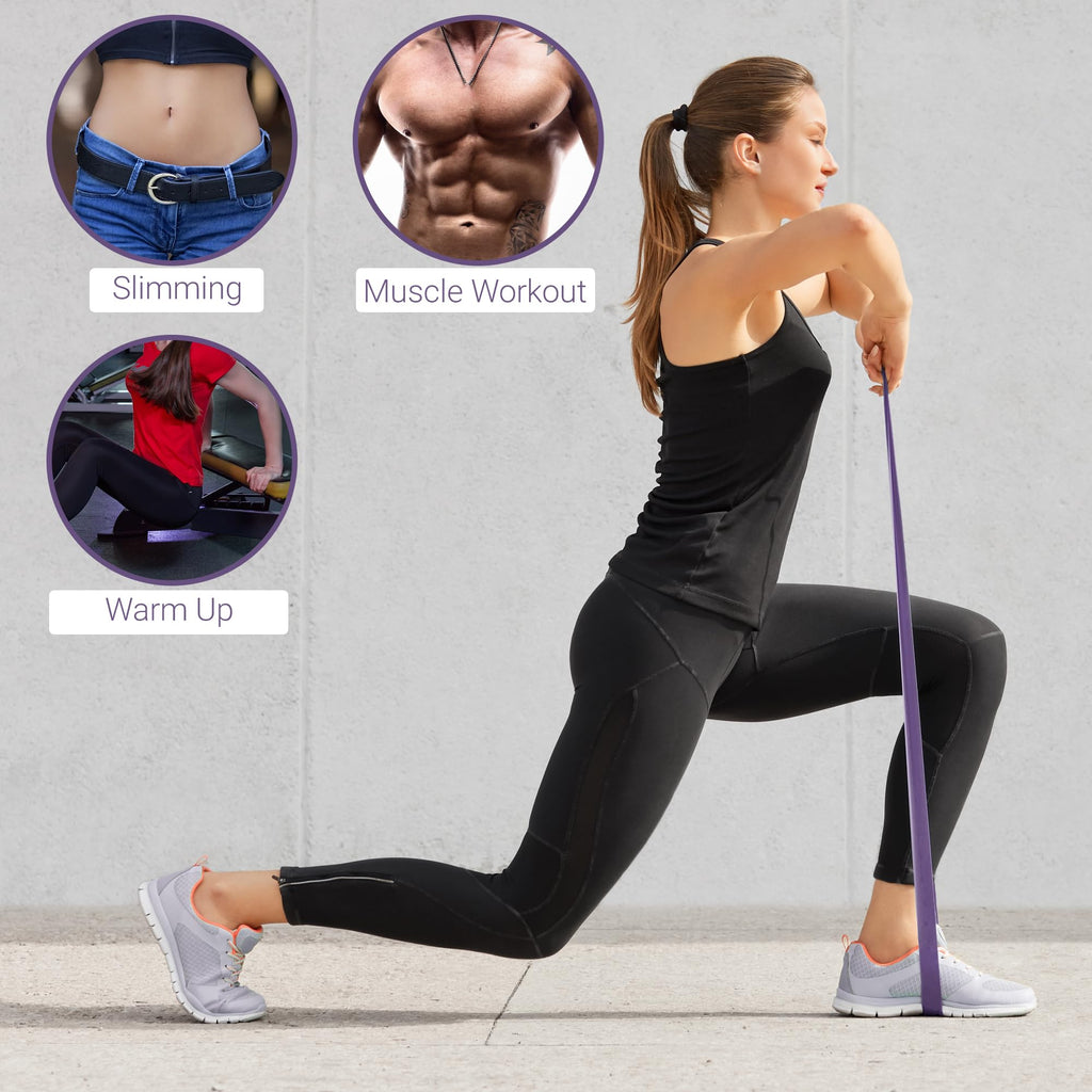 TechStone Resistance Bands Set for Men and Women, Pack of 5 Different Levels Elastic Band for Home Gym Long Exercise Workout ��� Great Fitness Equipment for Training, Yoga ��� Free Carrying Bag (Purple)