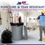Ox Plastics 60 Gallon Trash Can Liners Bags - (25 Count) & 3mil Thick Extra Heavy Duty Strength - Large Garbage, Leak-Proof & Durable Bags