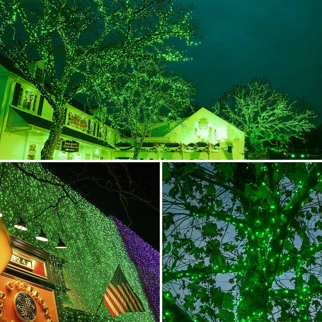 2 Pack 480 LED Solar Chrismas Lights Outdoor, Solar String Lights for Outside with 8 Modes & Memory Function, Waterproof Twinkle Light for St Patrick's Day Xmas Tree Yard Party Decorations (Green)