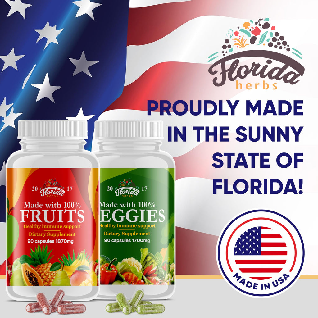 Fruits and Vegetables Supplement - 180 Fruit and 180 Veggie Capsules - Nature Vitamins, Balance of Fruits and Veggies Supports Energy Balance, Soy Free, Vegan Capsules - 360 Count (Pack of 4)