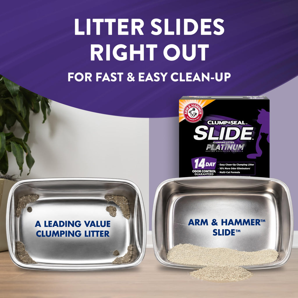 ARM & HAMMER Slide Platinum Easy Clean-Up Clumping Cat Litter, 27.5 Lbs