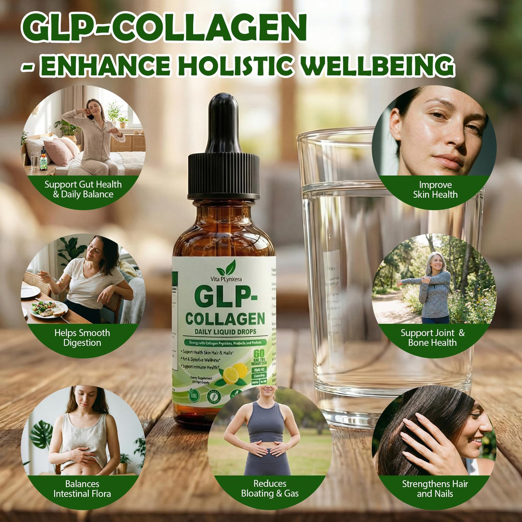Vita PLynxera Hydrolyzed Collagen Peptides + Prebiotic & Probiotics Liquid Drops for Women, 60 Billion CFU Support Digestive Skin Hair Nails, Liquid Collagen Burn Drops