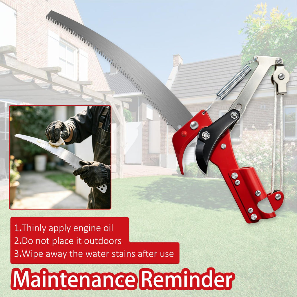 Griactrl Pole Saw for Tree Trimming, 10.8FT Extendable Tree Pruner Long Handle Branch Cutter with Pruning Saw & Scissors, Manual Limb Trimmer for High Branches, Yard Garden