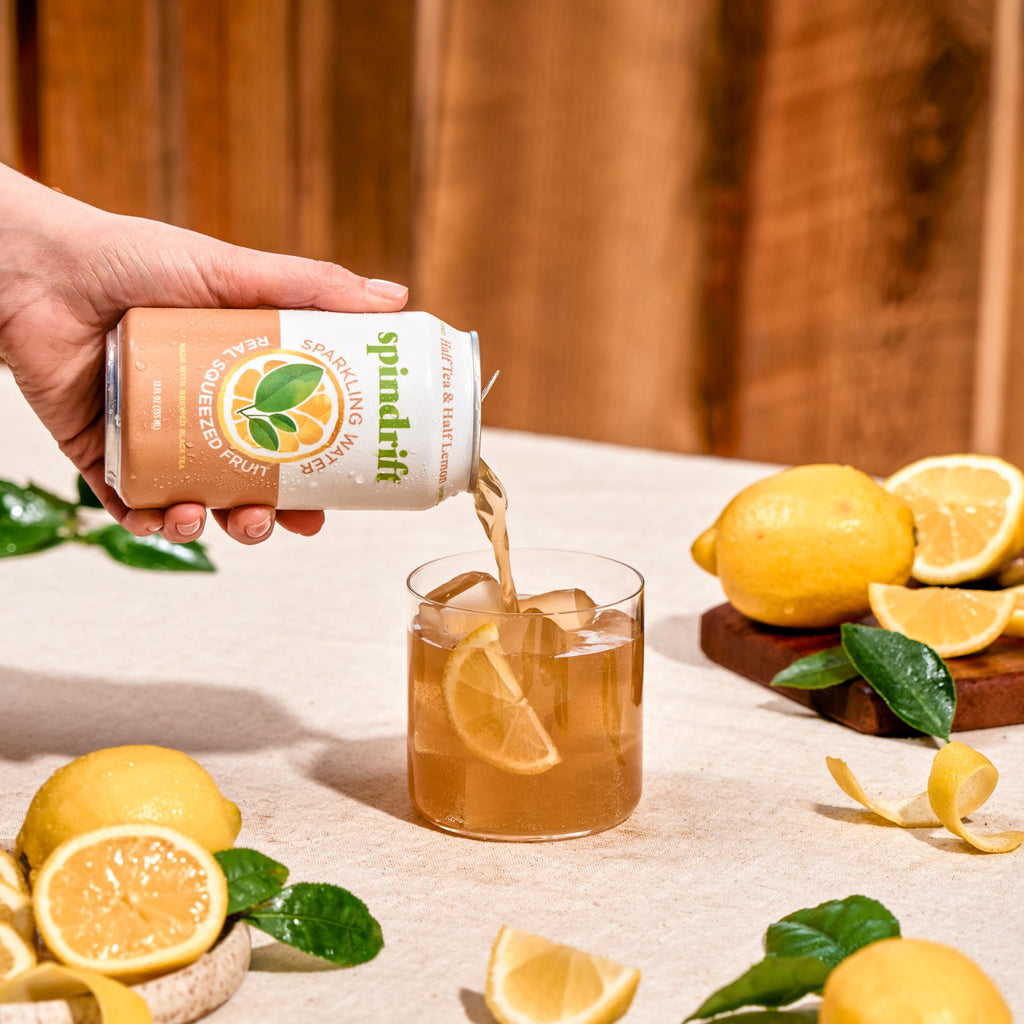 Spindrift Sparkling Water, Half Tea & Half Lemon Flavored, Made with Real Squeezed Fruit, 12 Fl Oz Cans, Pack of 24 (Only 5 Calories per Can)