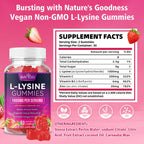 BVIVLOO L-Lysine 1000mg Gummies for Immune Support & Skin Health - High Potency Vegan Gummies, Sugar-Free, Natural Berry Flavor, Gluten-Free Chewable Supplement for Adults & Kids - 60 Gummiess