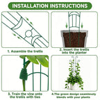 KINGLAKE Plant Trellis for Climbing Plants Indoor Outdoor - 2 Pack 32.7 Inch Green Expandable Metal Garden Trellis for Potted Climbing Plants Support Flower Vine Ivy Monstera Houseplant with Tape