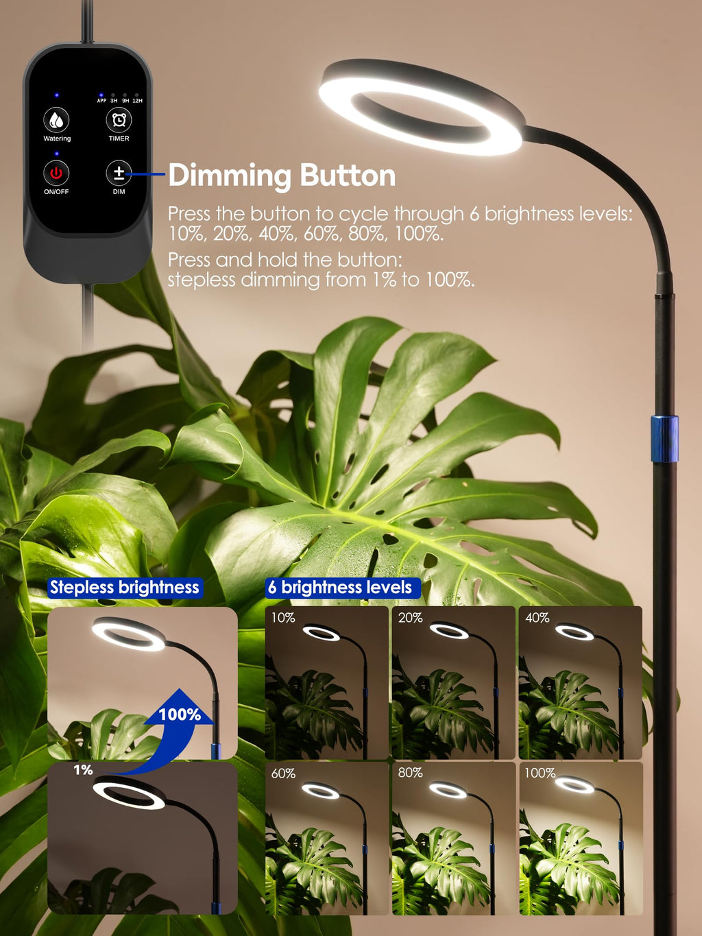 GLOWRIUM Smart Grow Light for Indoor Plants, Full Spectrum LED Plant Light