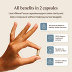 Real Muhsrooms Calm Lions Mane Capsules (90 Count) – 400mg Organic Lions Mane Fruiting Body Extracts, 200mg Organic Reishi, 200mg AlphaWave L-Theanine for Calm Clarity & Relaxed Alertness, 90ct