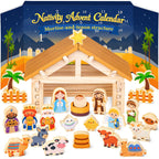 Wooden Nativity Advent Calendar 2026 for Kids, Nativity Scene Set Gifts