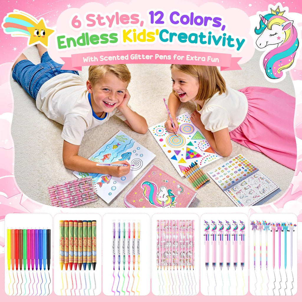 MAIGOZON 56 Pcs Scented Markers Art Supplies for Kids 4-8, Unicorn Toy Gift