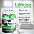 Rockin' Green Laundry Detergent, Plant based, All Natural Laundry Detergent Powder, Vegan and Biodegradable Odor Fighter, Safe for Sensitive Skin (Active Wear 90 Loads - Freshwood Mac)