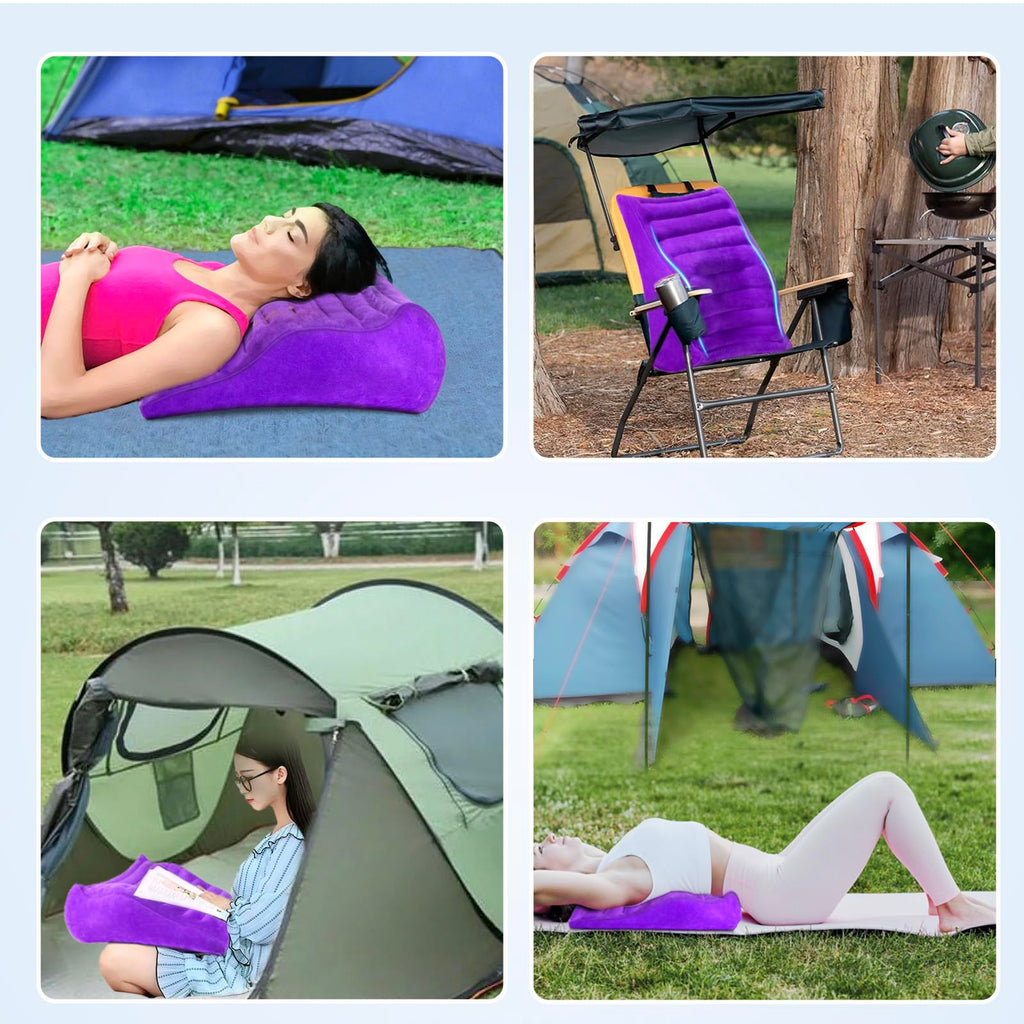 Opertam Inflatable Wedge Pillow for Traveling, Lightweight Wedge Pillow for Acid Reflux Relief, Portable Pillow Wedges for Sleeping, Blow Up Travel Pillow for Camping, Back Lumbar Support