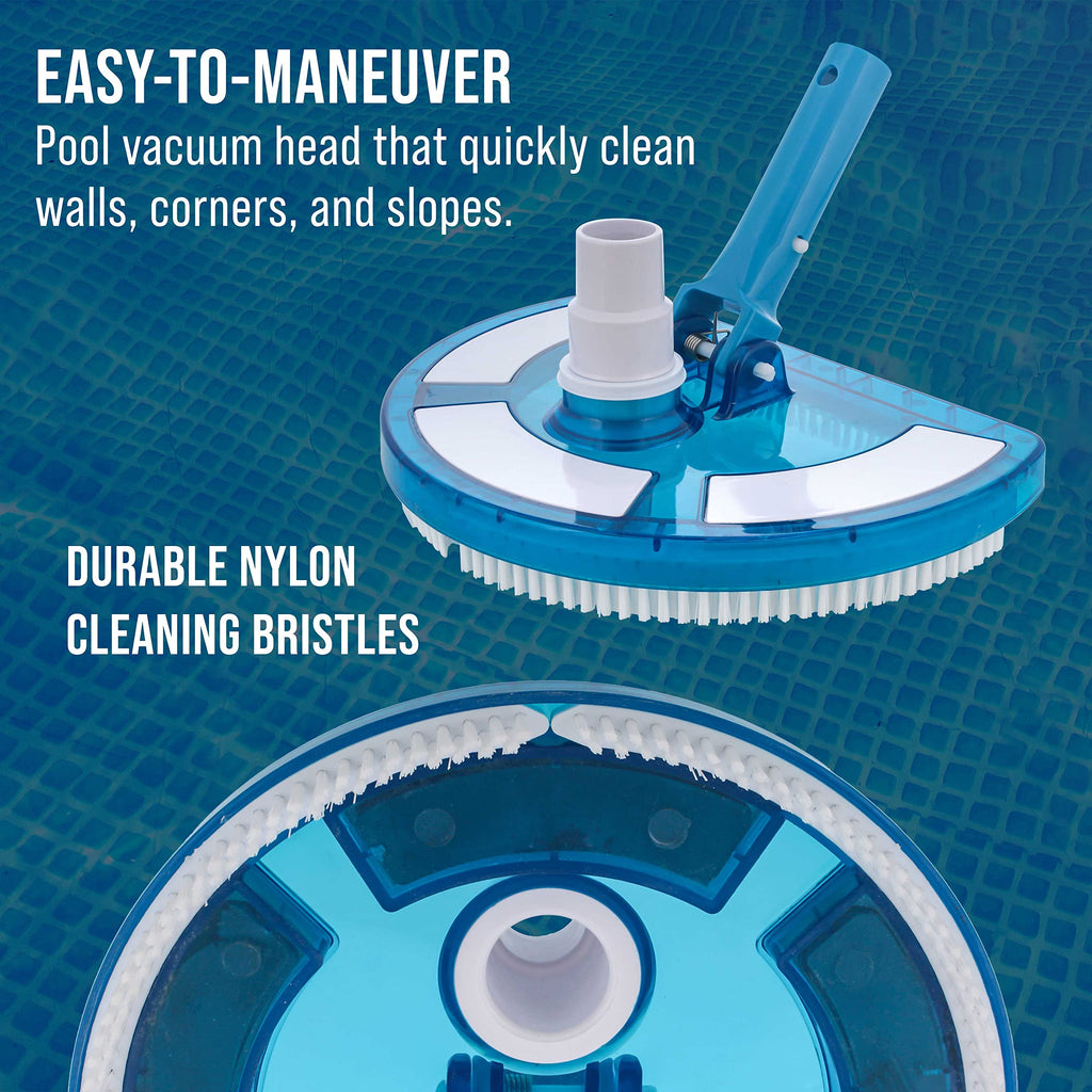 U.S. Pool Supply Weighted Pool Vacuum Head, Transparent Curved Half Moon Body - Swivel Connection, Pole Handle - for Above Ground & Inground Swimming Pools – Vinyl Liner Floor, Wall, Corner Cleaner
