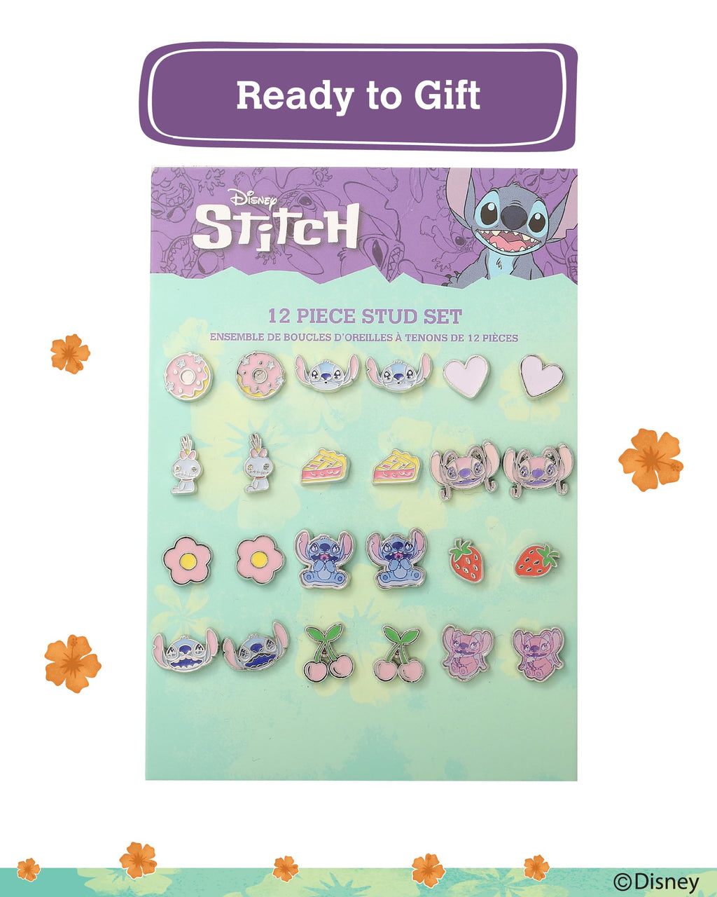 Disney Lilo and Stitch Earrings for Women Pack of 12 Official License