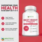 Beet Root Capsules - 1200mg Per Serving - 120 Beet Root Powder Capsules - Beetroot Powder Supports Blood Pressure, Athletic Performance, Digestive, Immune System (Pure, Non-GMO & Gluten Free