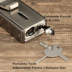 Leather Cedar Wood Case and All in One Double Jet Flame Torch Lighter Set, Built-in Cutter, Punch and Holder Function, Travel Box with Hygrometer, Draw Enhancer Tool, Gifts for Men.