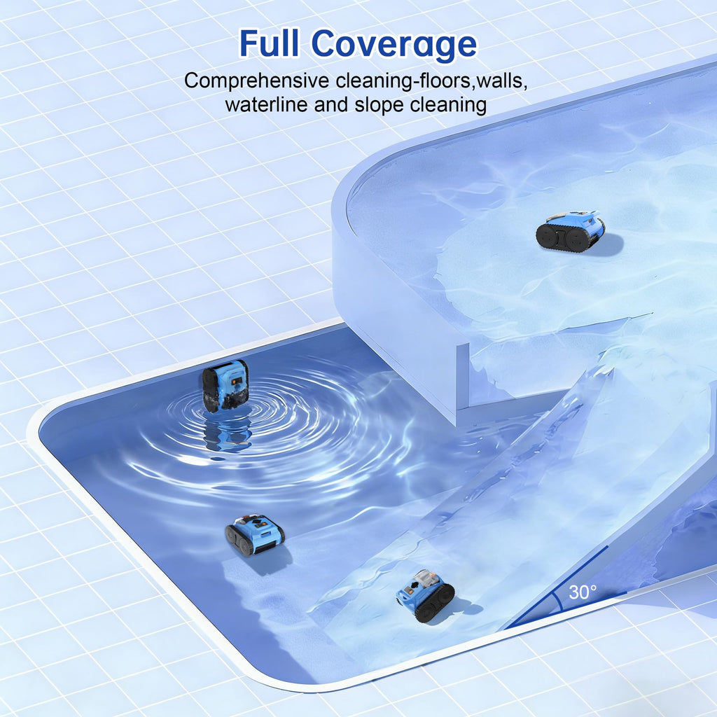 (2025 Upgrade) Pool Vacuum for Inground Pools, Robotic Pool Cleaner, Cordless Wall Climbing Pool Cleaner, Cleans Pool Floors, Walls & Waterline, Cleaning Up to 2100 Sq.ft, 180 Min