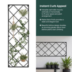 Giant Wall Trellis, 8 Foot Tall (96” high by 32” Wide), for Outdoor Climbing Plants, Sturdy Rectangular Shaped Metal Frame with Lattice Design