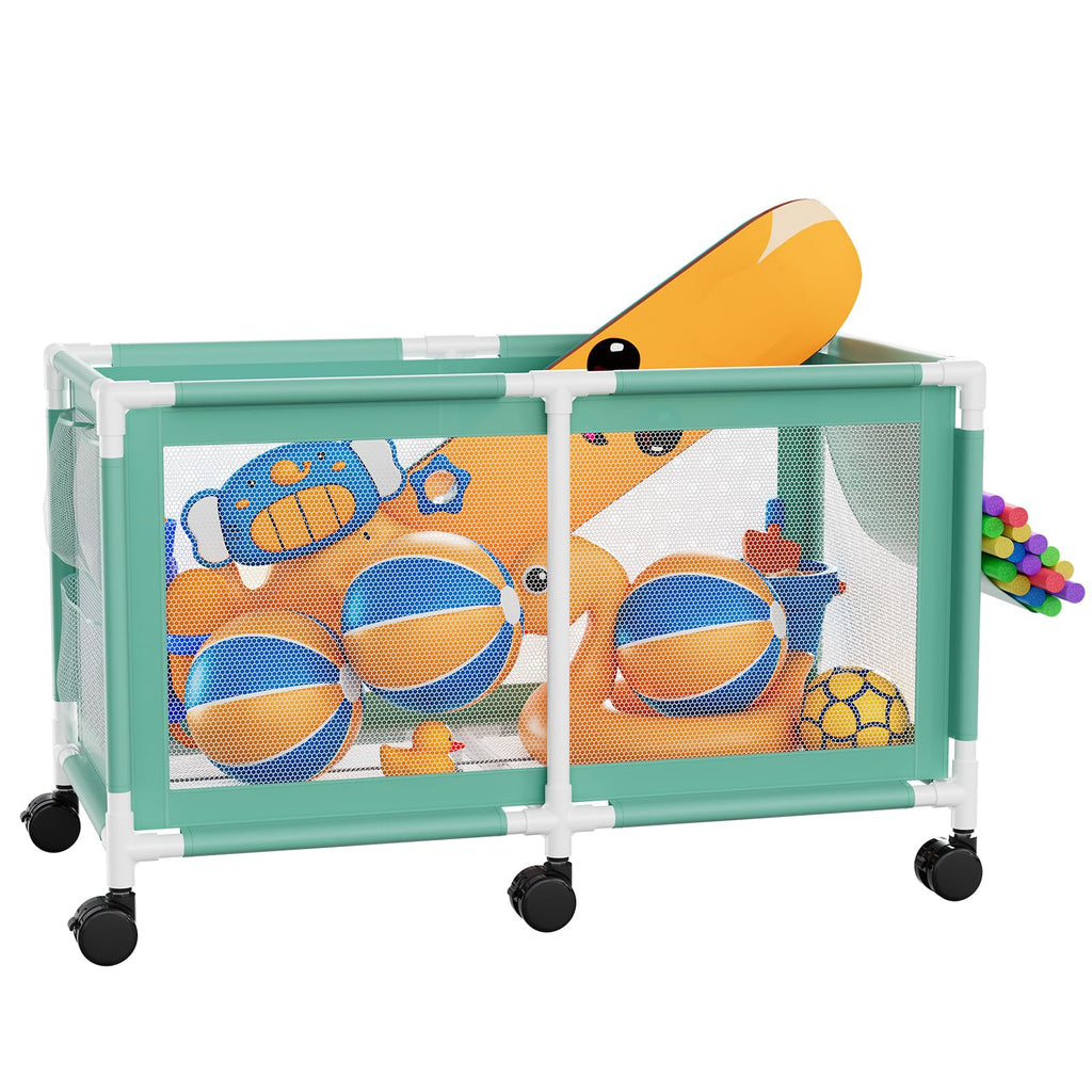 280 Gallon 69" Pool Storage Bin XXL Extra Large Swimming Pool Float Storage Bin, Pool Noodles Holder, Toys, Floats, Balls and Floats Equipment Mesh Rolling Bin for Garden Lawn, 69" Lx32 Wx35 H