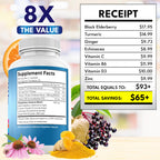NEW AGE 8 in 1 Immune Support Booster Supplement with Echinacea, Vitamin C and Zinc 50mg, Vitamin D 5000 IU, Turmeric Curcumin & Ginger, B6, Elderberry 120 Count (Pack of 2)