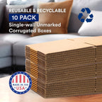 BOX USA Moving Boxes 18"L x 14"W x 12"H (10-Pack) Medium + Packaging Tape - Shipping, Mailing, Packing, Packaging and Storage