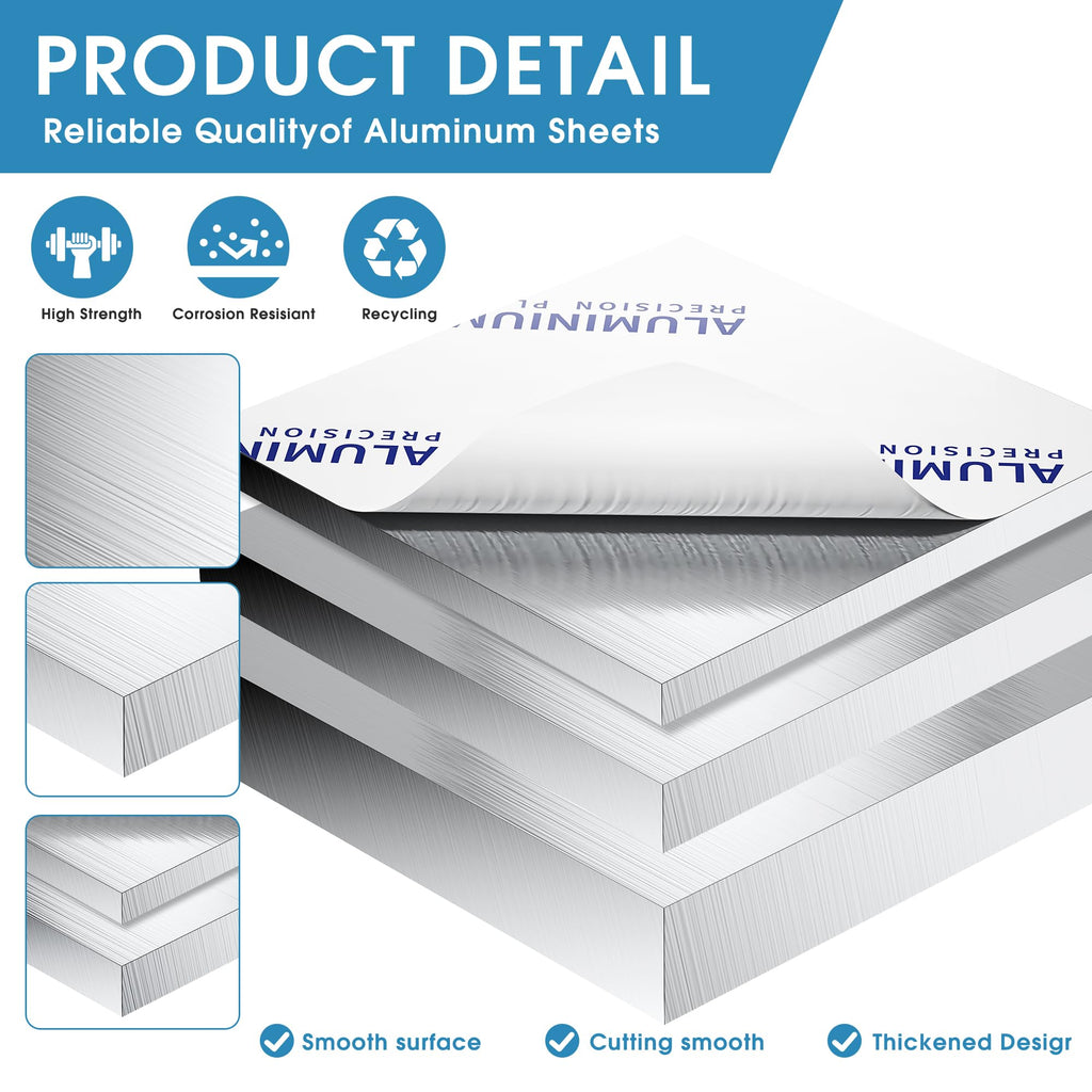 1/4Inch Thick Aluminum Sheet Plate, 10" x 10" Heavy Duty Aluminum Plates
