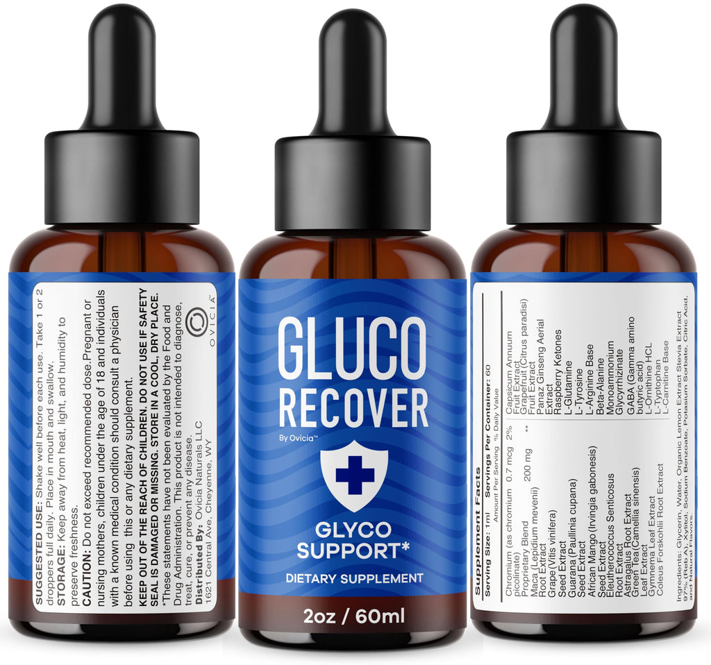 OVICIA Gluco Recover Drops - GlucoRecover Liquid Premium Support Advanced Formula All Natural Maximum Strength Daily Drop Vitamin for Overall Health & Wellness Reviews, 1 Bottle for 1 Month
