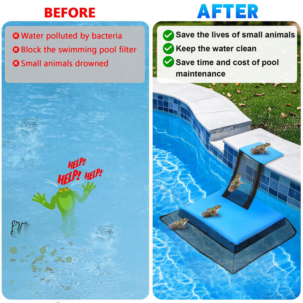 Weallere Animal Saving Escape Ramp,Animal Saver for Swimming Pool Critter, Rescue for Toads, Lizards, Ducks, Snakes, Chipmunk, Mice, Blue 2pcs