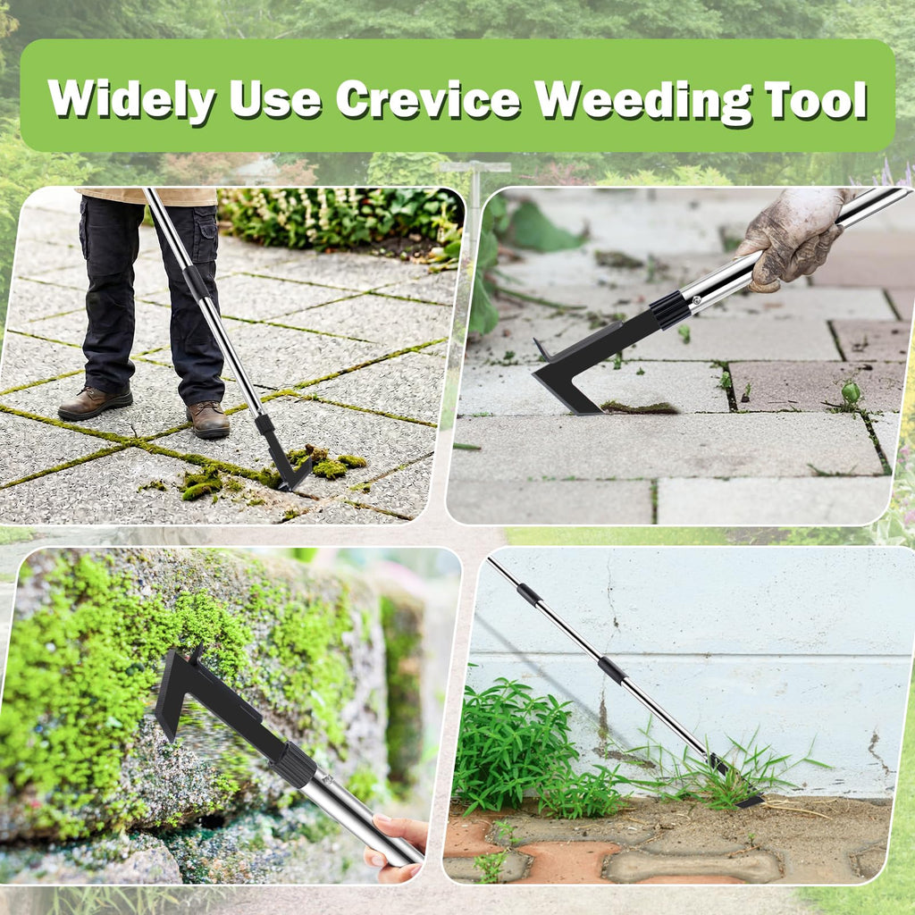 LAWFYMORI Crack Weeder with Long Handle, 60" Manual Crevice Weeding Tool