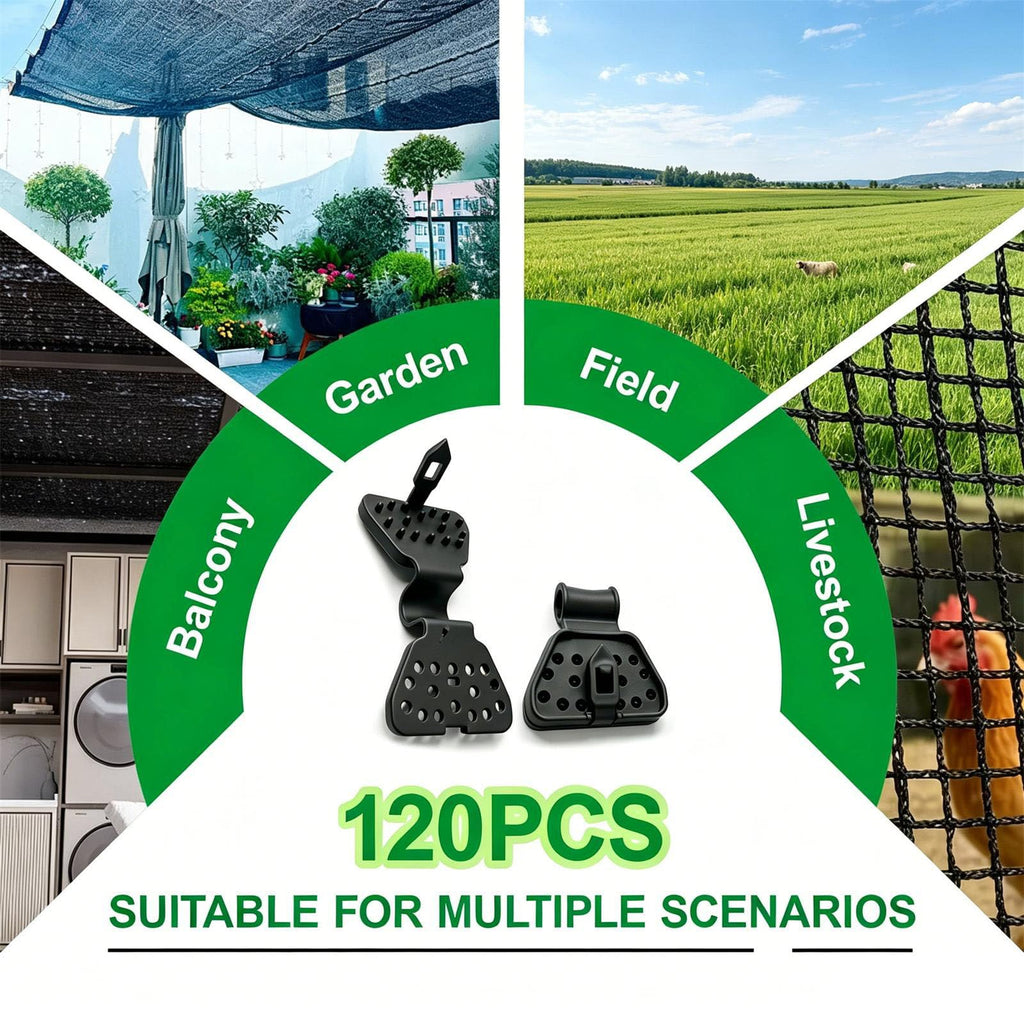 120 PCS Shade Cloth Clips 2026 New Shade Clamps,Garden Net clamps,Reusable Dual-buckle Tarp Clips Heavy Duty Lock Grip for Garden Patio,Fence Mesh fabric fasteners