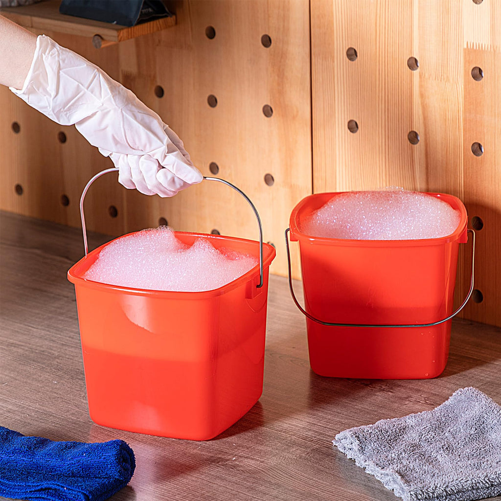 Zhehao 6 Pcs 3 Quart Small Sanitizer Cleaning Bucket, Red