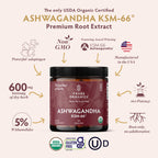 TRIBE ORGANICS Ashwagandha KSM 66 Pure Organic Root Powder Extract Ayurvedic Supplement - Focus Mood Support Increase Energy Strength 600mg of Natural KSM66 for Superior Absorption - 90 Capsules